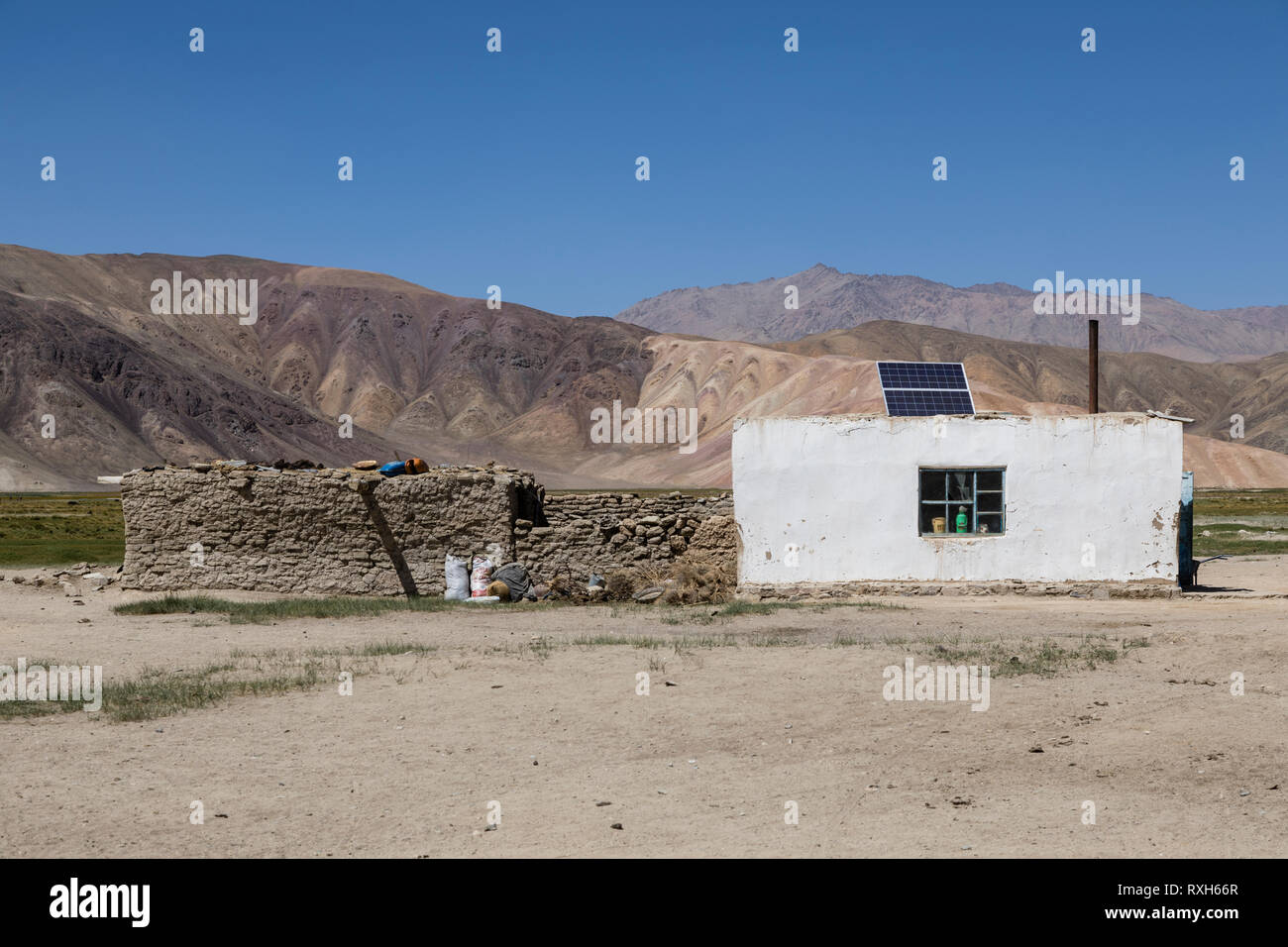 Bulunkul, Tajikistan, August 23 2018 The secluded place Bulunkul with traditional clay and