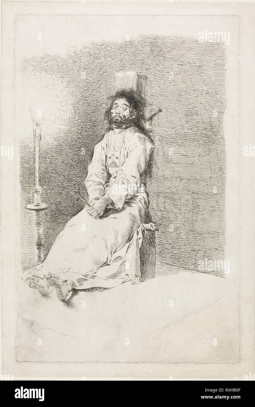 The Garrotted Man. Francisco José de Goya y Lucientes; Spanish, 1746-1828. Date: 1778-1780. Dimensions: 327 x 210 mm (plate); 353 x 240 mm (sheet). Etching on wove paper. Origin: Spain. Museum: The Chicago Art Institute. Stock Photo