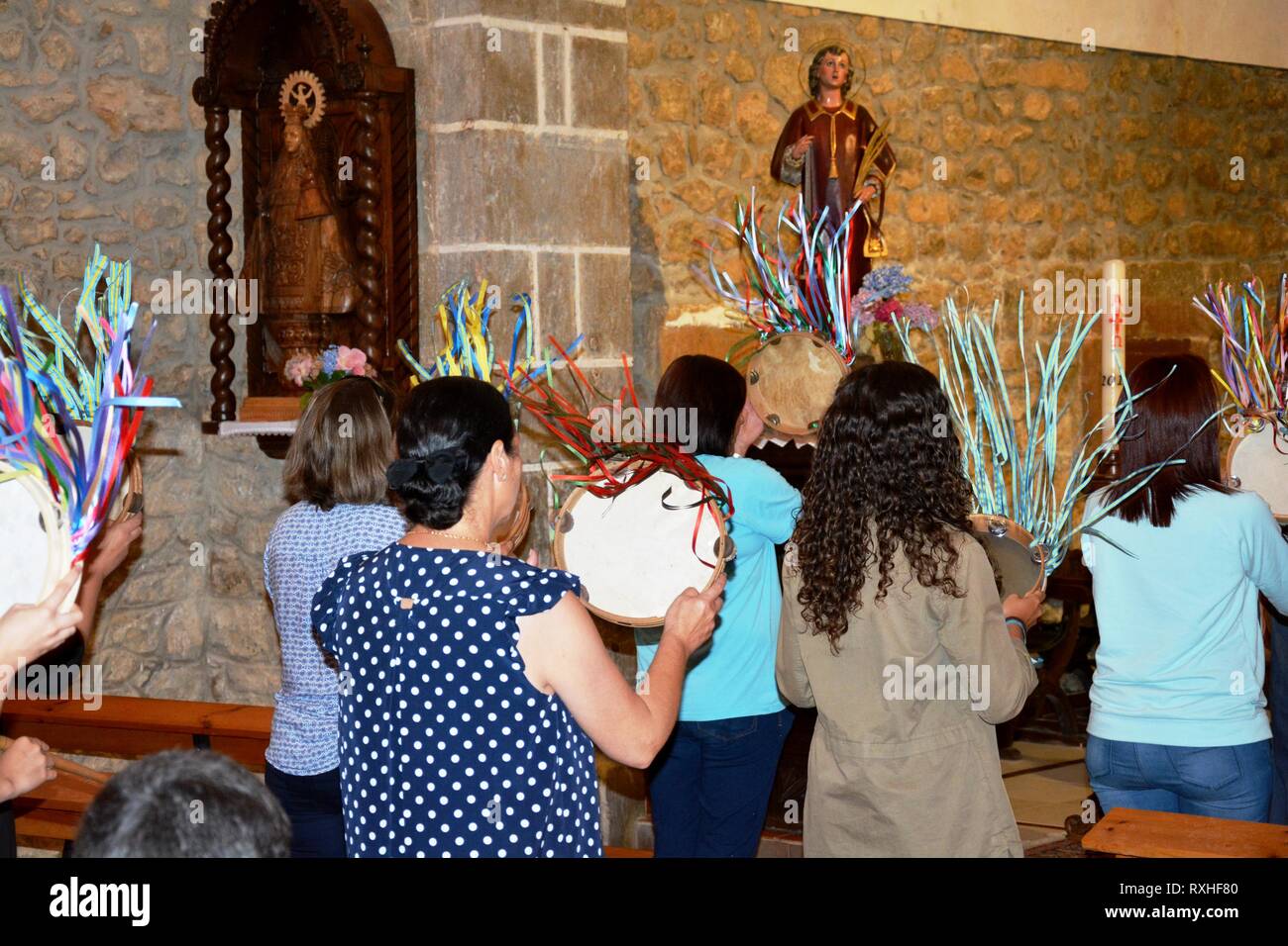 one party, people having fun inside a church playing the tambourine Stock  Photo - Alamy