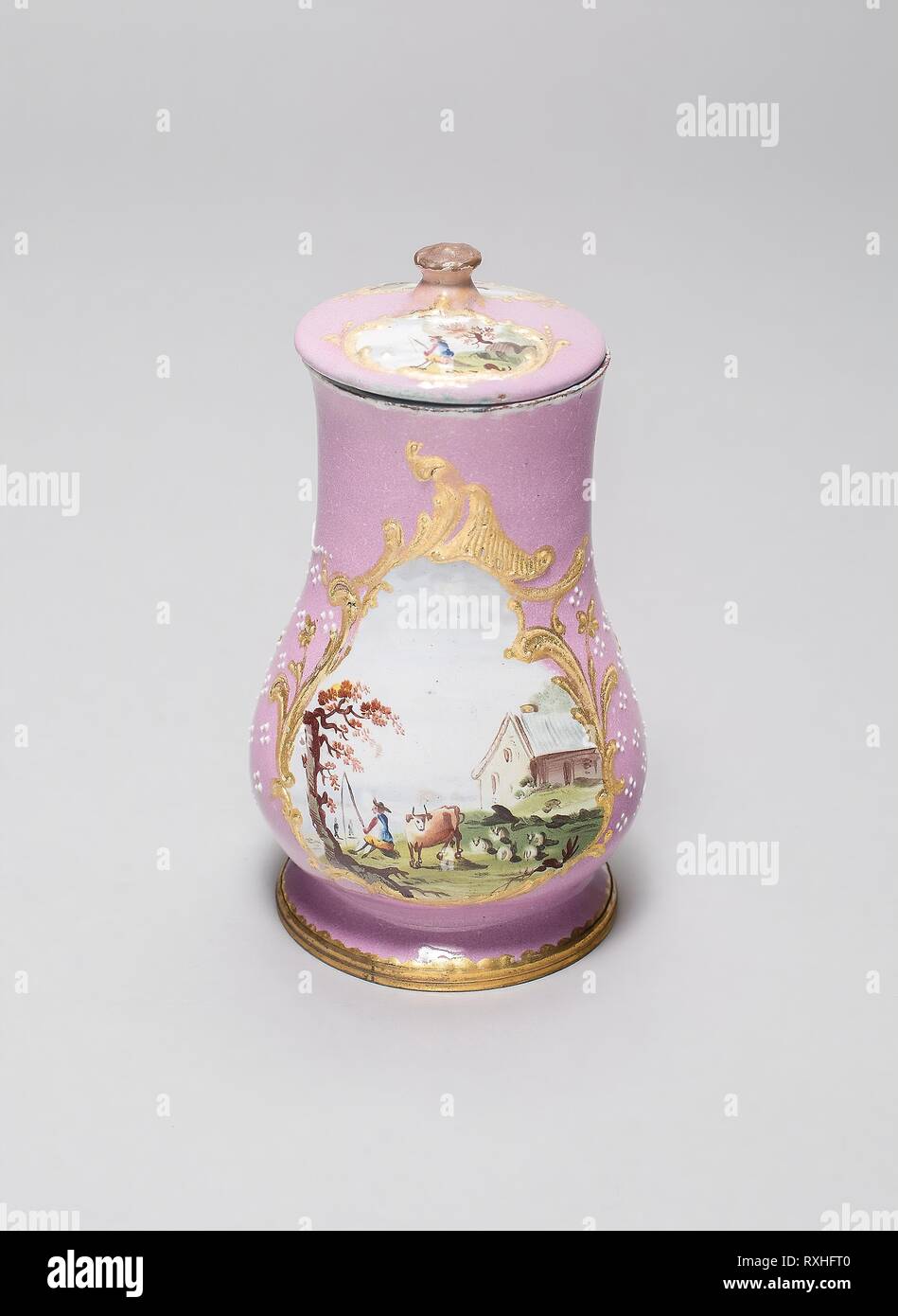 Mustard Pot and Cover. Bilston, England. Date 17651775. Dimensions H