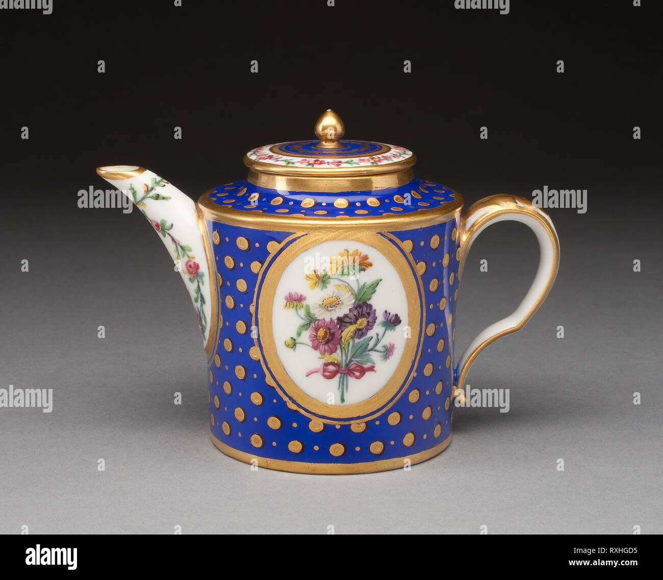 Teapot. Sèvres Porcelain Manufactory; French, founded 1740; Painting  attributed by Buteux (French, 18th century). Date: 1788. Dimensions: 10.2 x  14 x 7.6 cm (4 x 5 1/2 x 3 in.). Soft-paste porcelain