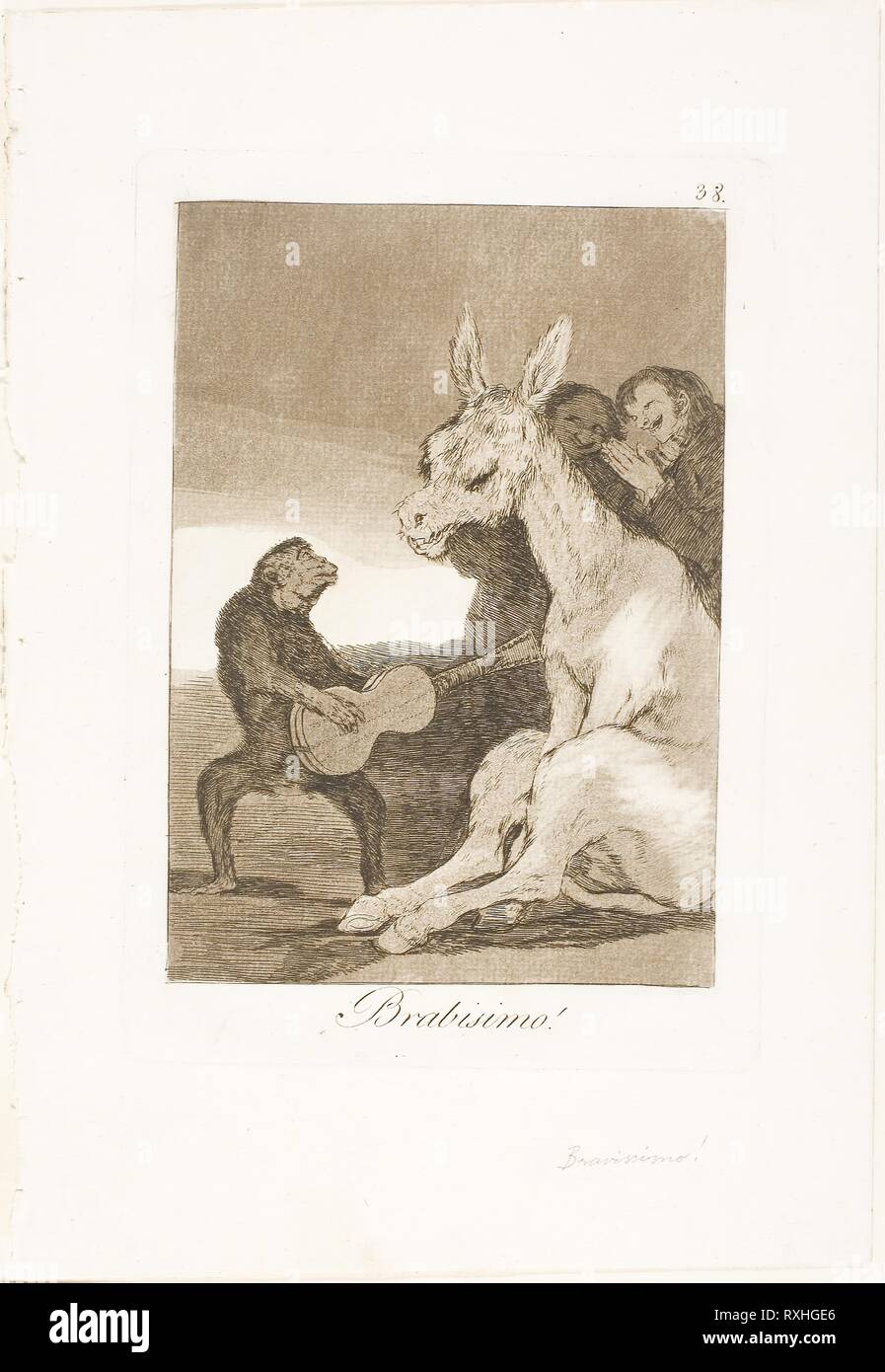 Bravo!, plate 38 from Los Caprichos. Francisco José de Goya y Lucientes; Spanish, 1746-1828. Date: 1797-1799. Dimensions: 185 x 130 mm (image); 216 x 151 mm (plate); 301 x 208 mm (sheet). Etching and aquatint on ivory laid paper. Origin: Spain. Museum: The Chicago Art Institute. Stock Photo
