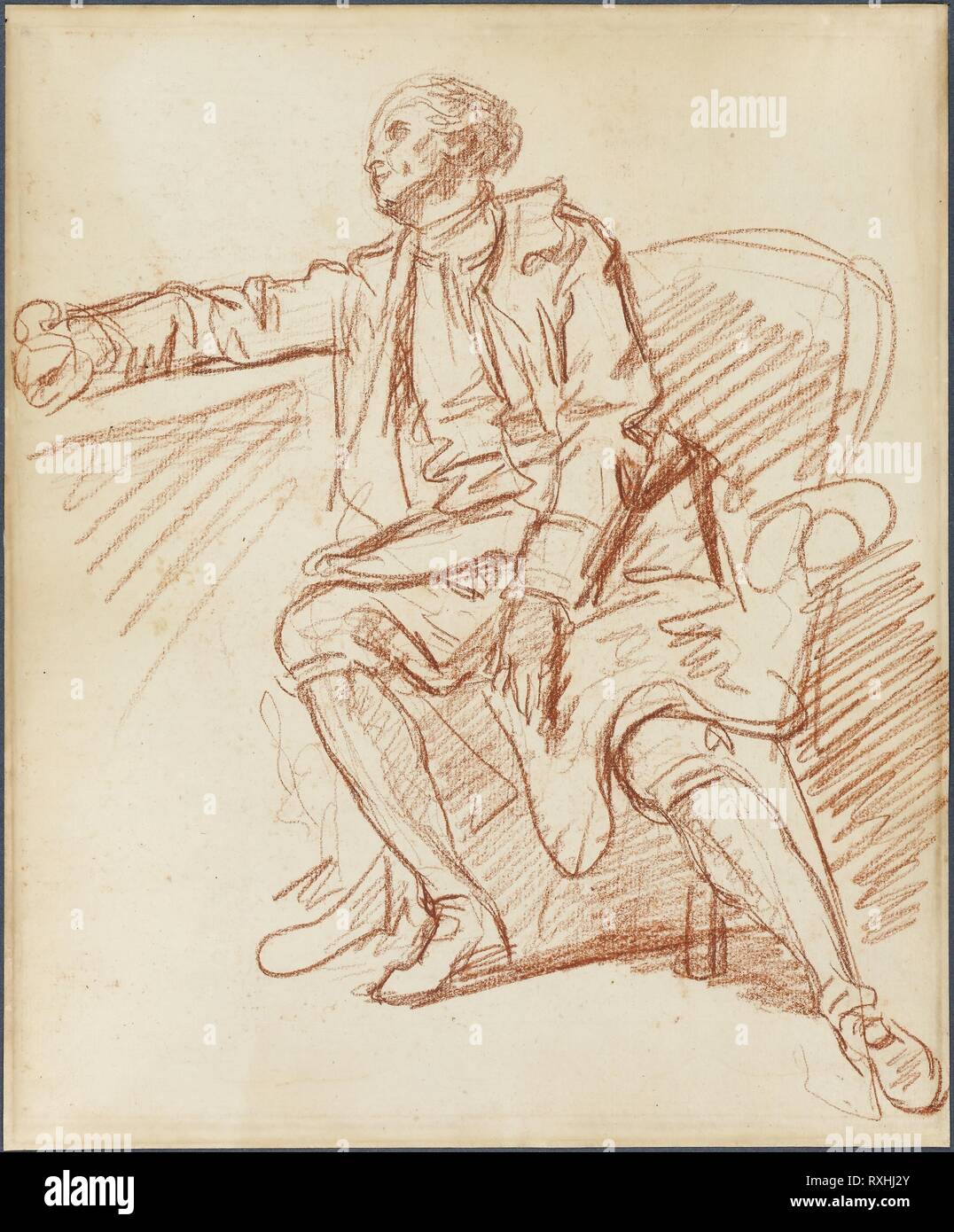 Seated Gentleman. Jean-Baptiste Greuze; French, 1725-1805. Date: 1764-1774. Dimensions: 392 × 325 mm. Red chalk on ivory laid paper. Origin: France. Museum: The Chicago Art Institute. Stock Photo