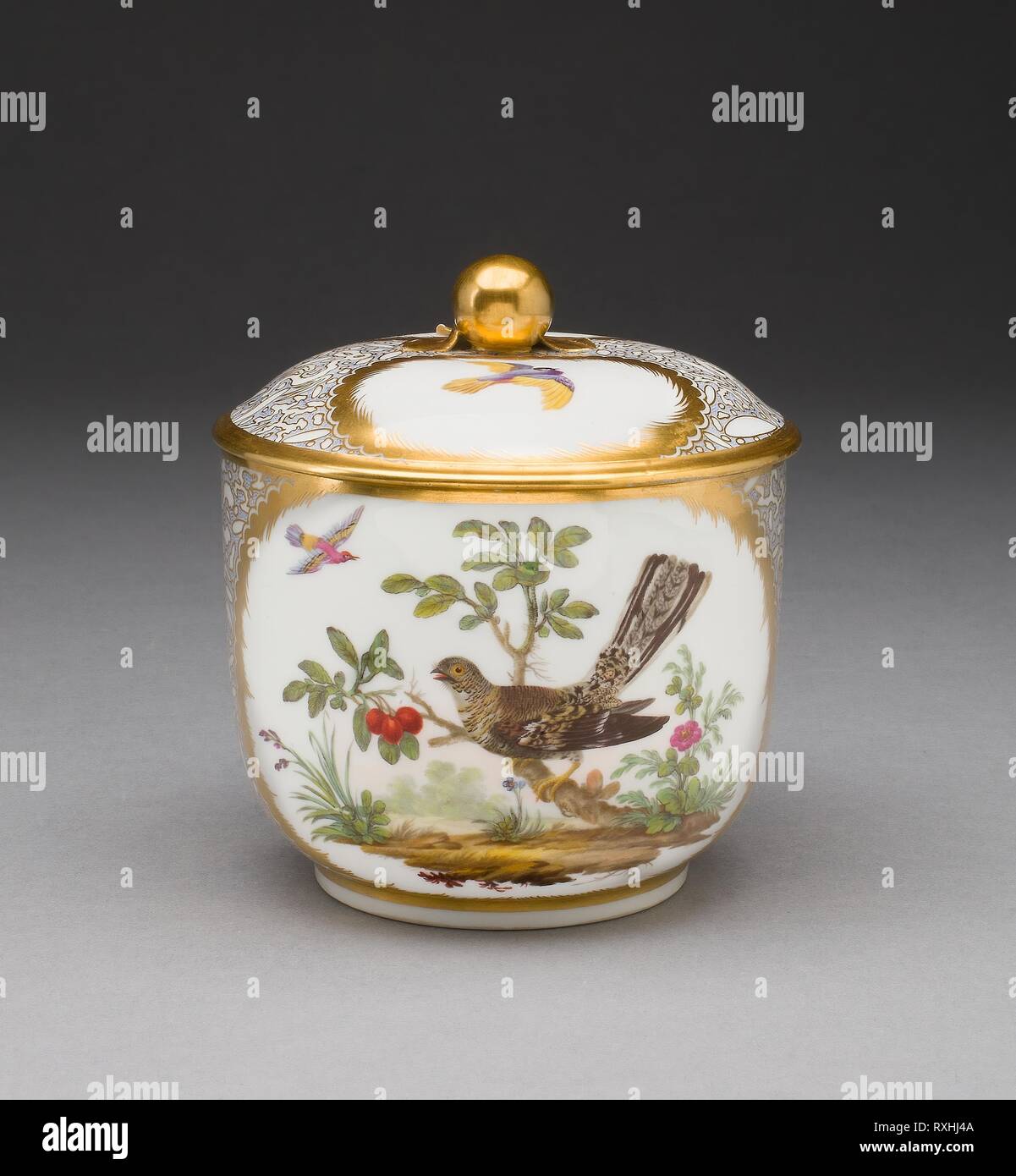 Sugar Bowl. Sèvres Porcelain Manufactory; French, founded 1740; Painted by  Philippe Castel (attributed to); French, 1772-1796. Date: 1781. Dimensions:  11 x 10.5 cm (4 5/16 x 4 1/8 in.). Hard-paste porcelain, polychrome