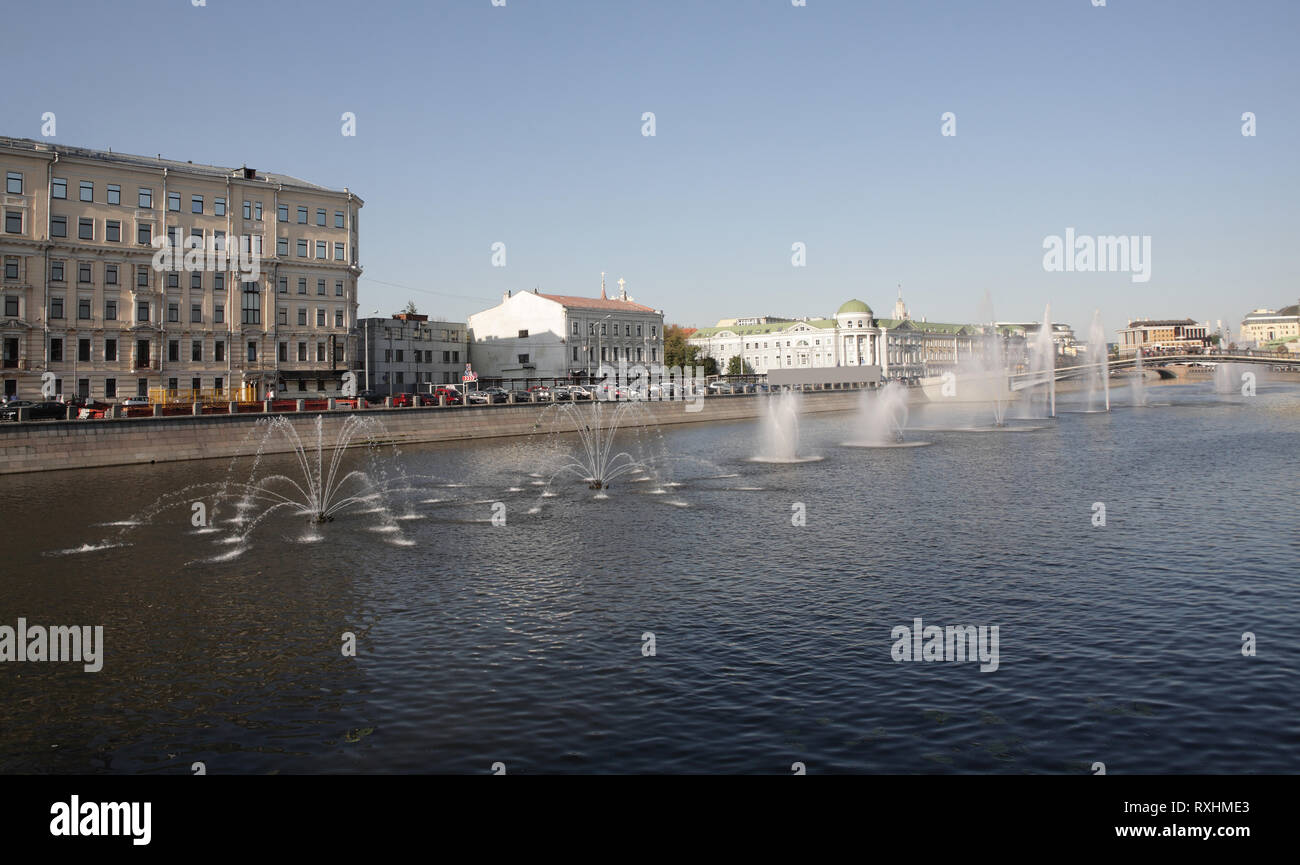 many fountain on river Stock Photo