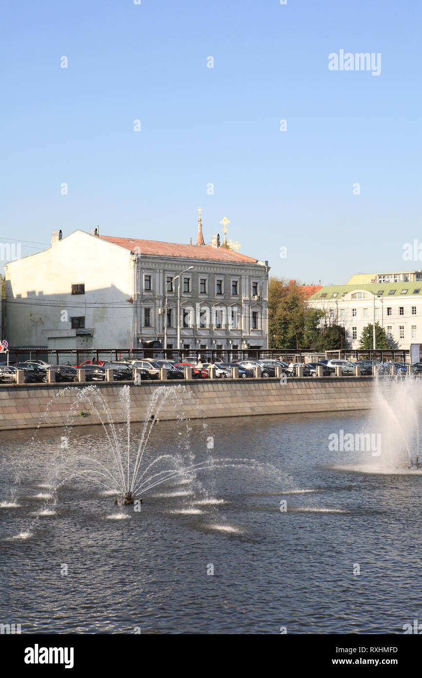 many fountain on river Stock Photo Alamy