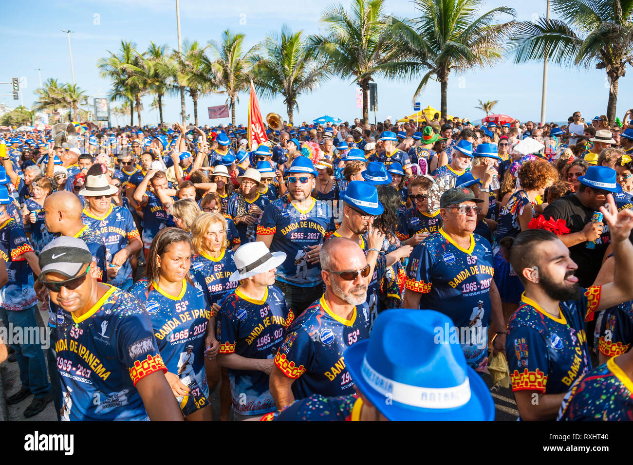 RIO DE JANEIRO - MARCH 15, 2017: Brazilian carnivalgoers in traditional ...