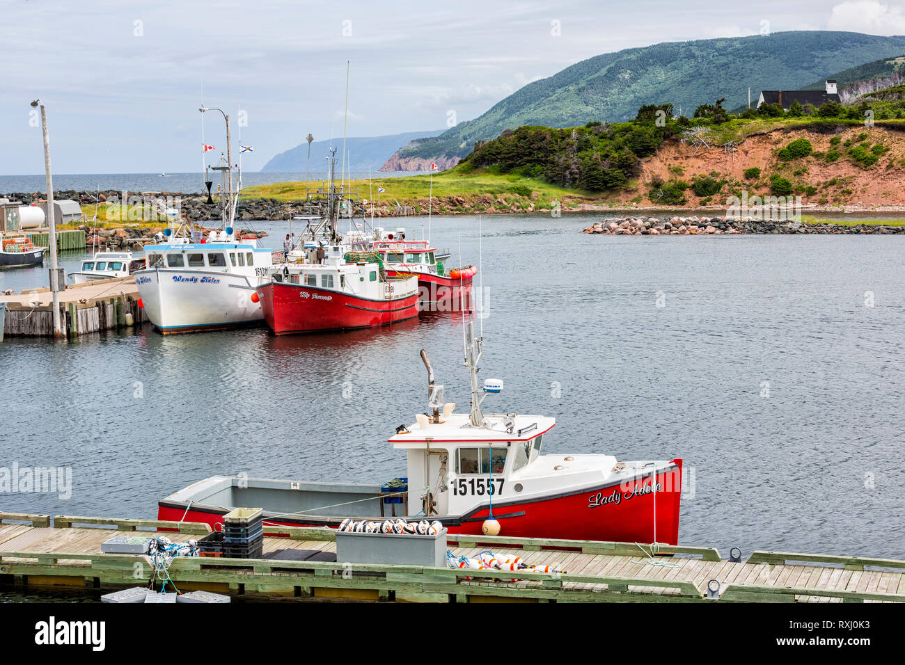 Fishing boats tied up at Pleasant Bay, Cabot Trail, Cape Breton, Nova