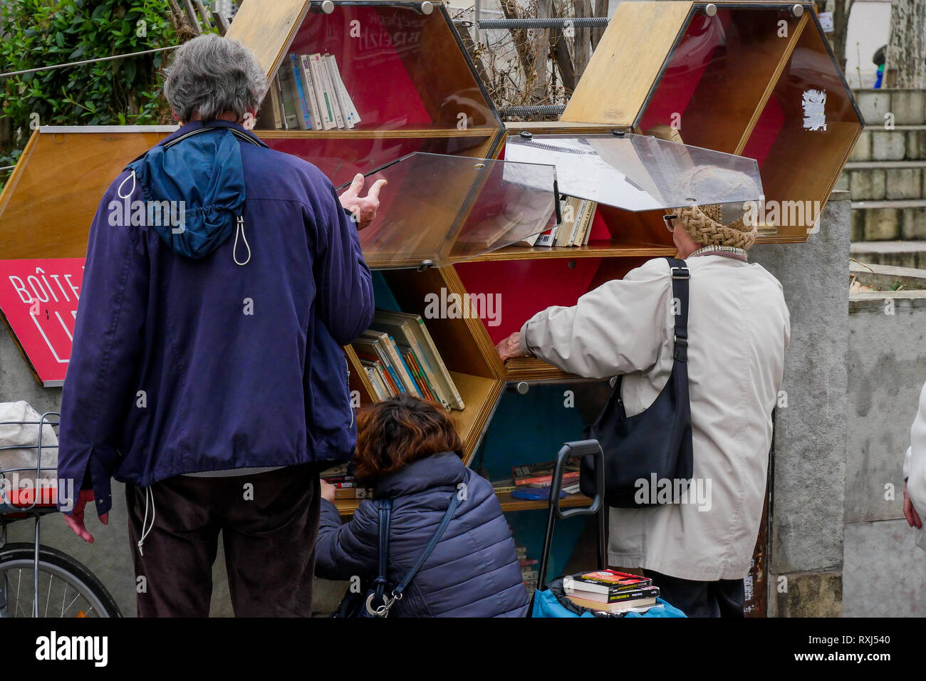 Books sharing point, Lyon, France Stock Photo Alamy