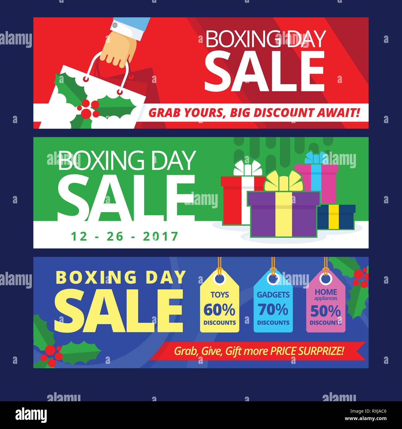Happy Boxing day sale design with gift boxes , shopping holiday big ...