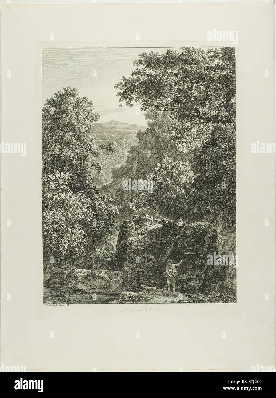 A Subiaco, from Malerisch Radierte Prospekte aus Italien. Johann Christian Reinhart; German, 1761-1847. Date: 1792. Dimensions: 350 × 265 mm (image); 378 × 281 mm (plate); 500 × 375 mm (sheet). Etching on ivory laid paper. Origin: Germany. Museum: The Chicago Art Institute. Stock Photo
