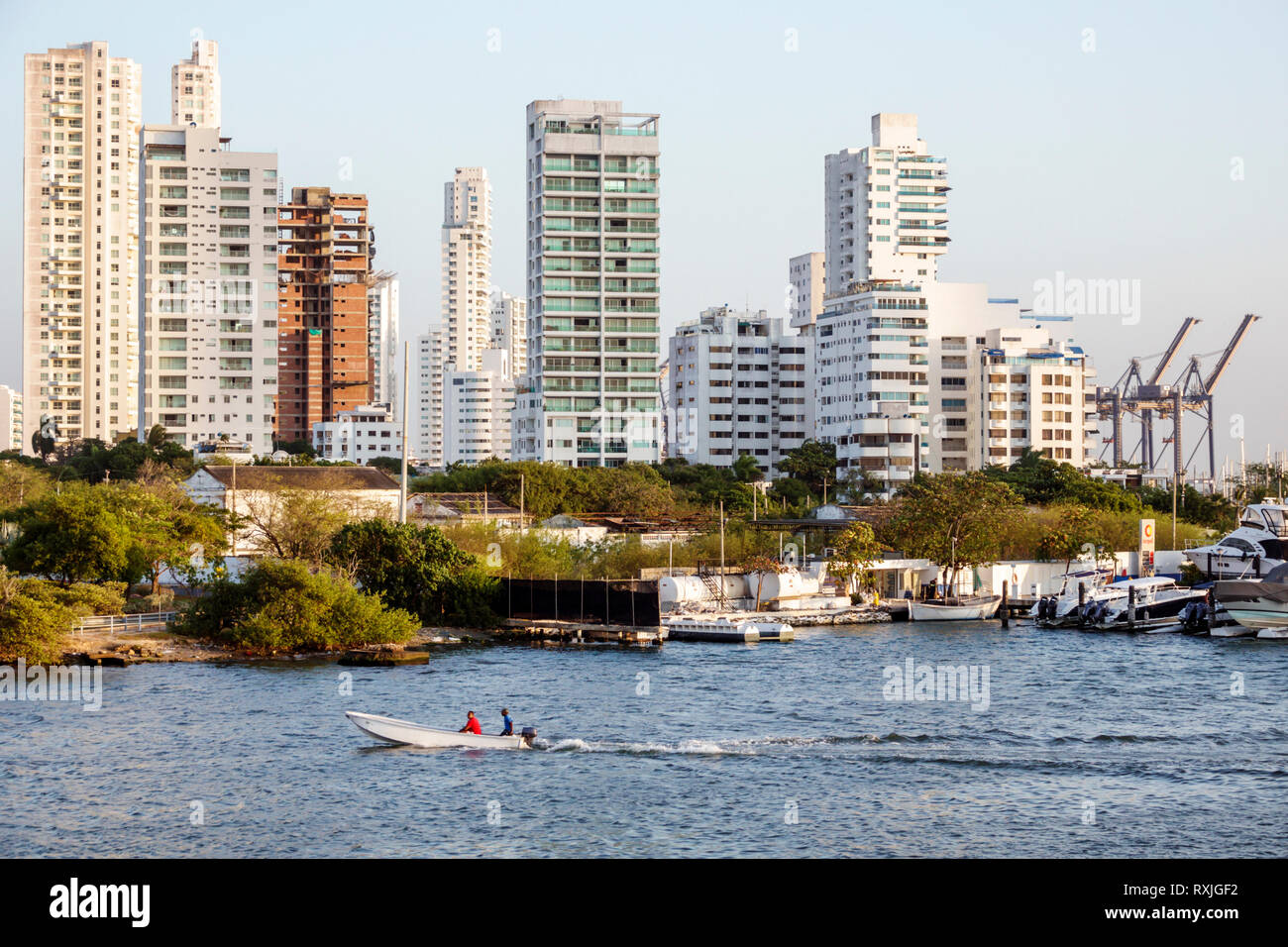 Colombia, Cartagena, city skyline cityscape, high rise rises skyscraper