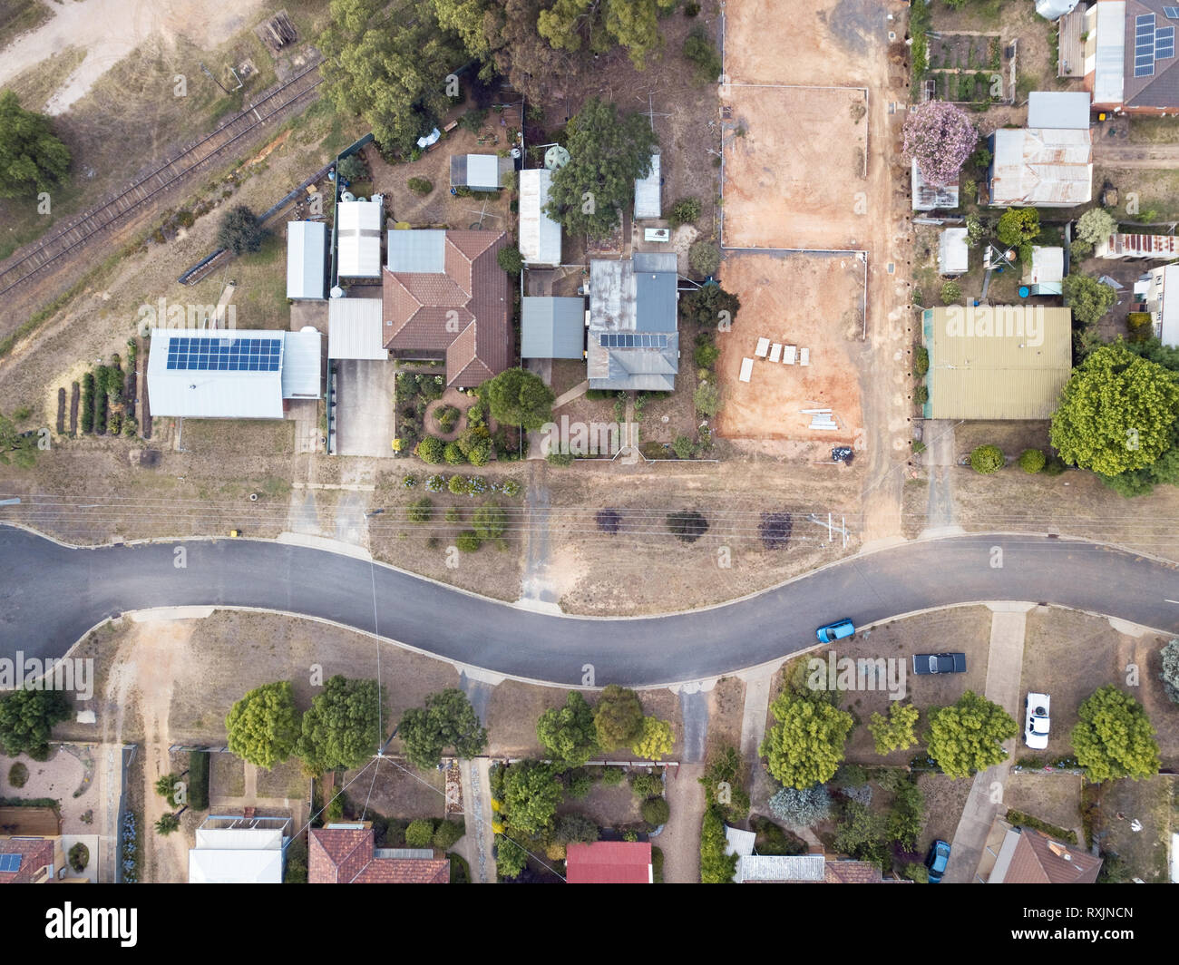 Aerial landscape of Australian urban development construction featuring