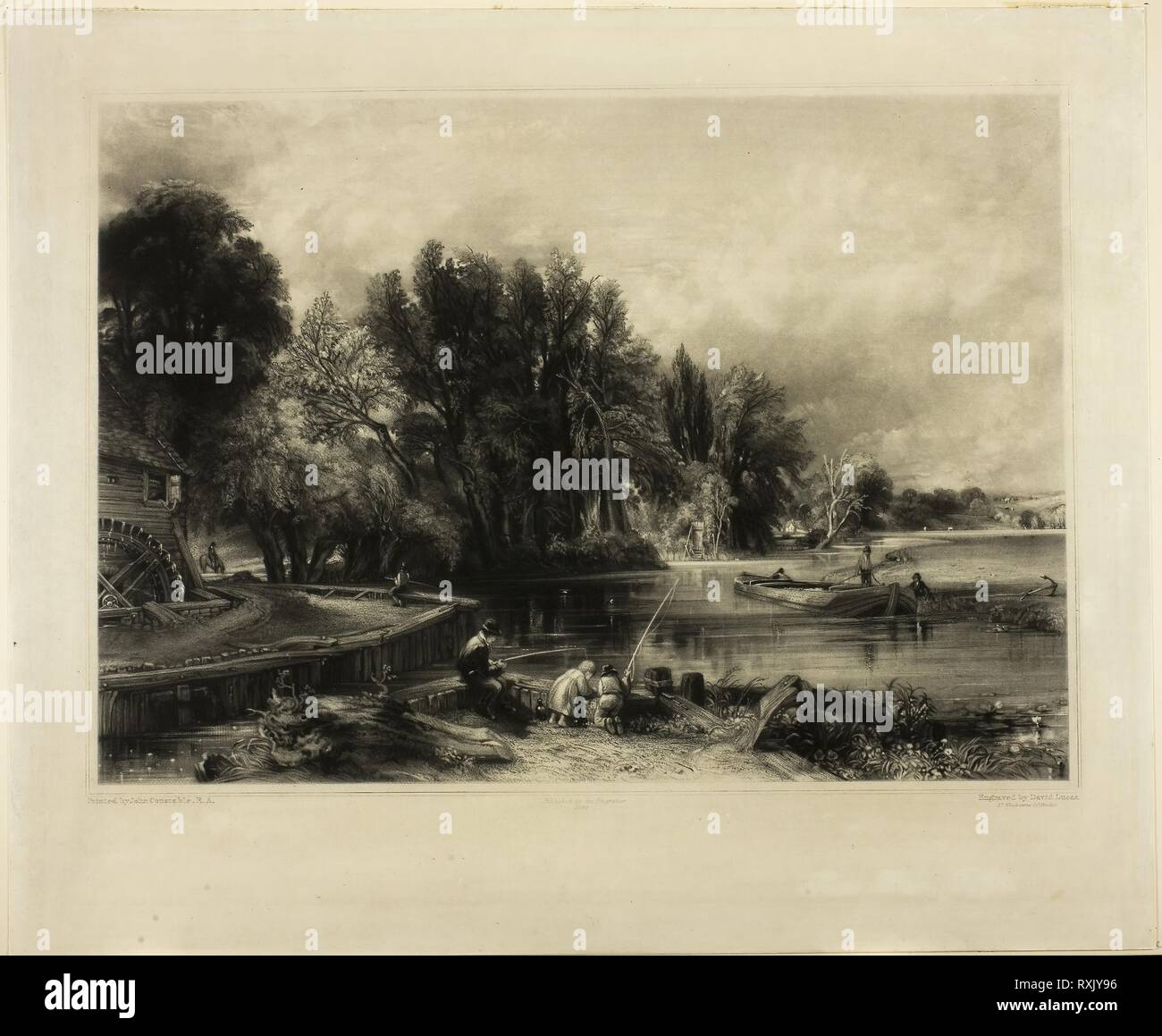 The Young Waltonians. David Lucas (English, 1802-1881); after John Constable (English, 1776-1837). Date: 1840. Dimensions: 297 × 420 mm (image); 412 × 496 mm (sheet). Mezzotint on paper. Origin: England. Museum: The Chicago Art Institute. Stock Photo
