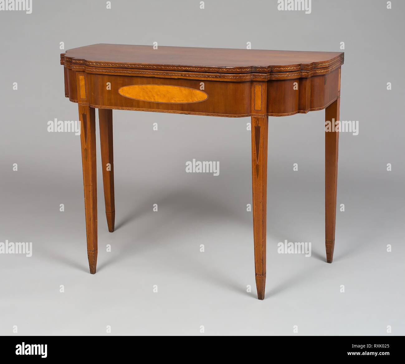 Card Table. American; Chester, Vermont. Date: 1816-1830. Dimensions: 74.9 × 94 × 45.4 cm (closed lid) (29 1/2 × 37 × 17 7/8 in.). Cherry with Bird's-eye maple. Origin: Chester. Museum: The Chicago Art Institute. Stock Photo