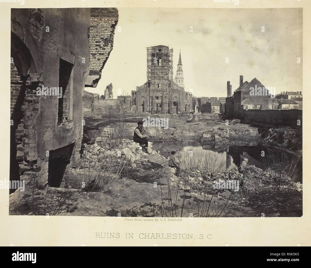 Ruins in Charleston, S.C. George N. Barnard; American, 1819-1902. Date: 1865-1866. Dimensions: 25.3 x 36 cm (image/paper); 41 x 50.4 cm (album page). Albumen print, plate 60 from the album "Photographic Views of the Sherman Campaign" (1866). Origin: United States. Museum: The Chicago Art Institute. Stock Photo