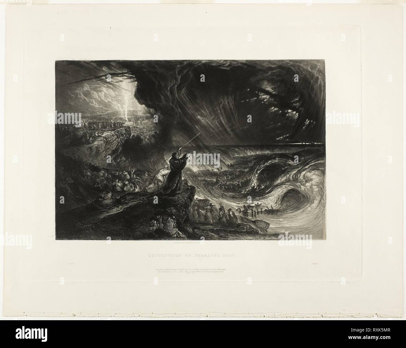 Destruction of the Pharoah's Host, from Illustrations of the Bible. John Martin; English, 1789-1854. Date: 1833. Dimensions: 190 × 290 mm (image); 268 × 357 mm (plate); 329 × 416 mm (sheet). Mezzotint in black on ivory wove paper. Origin: England. Museum: The Chicago Art Institute. Stock Photo