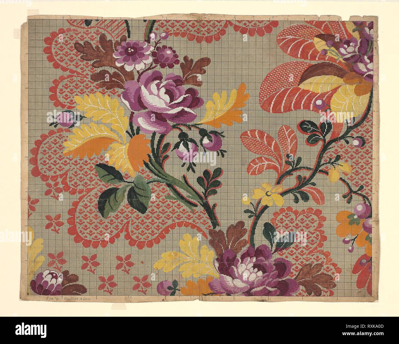 Mise En Carte Point Paper Possibly Designed By Nicolas Guerin Et Ce France Lyon Date 1760 1790 Dimensions 45 1 56 5 Cm 17 3 4 22 1 4 In Ink And Gouache On Hand Drawn Graph Paper