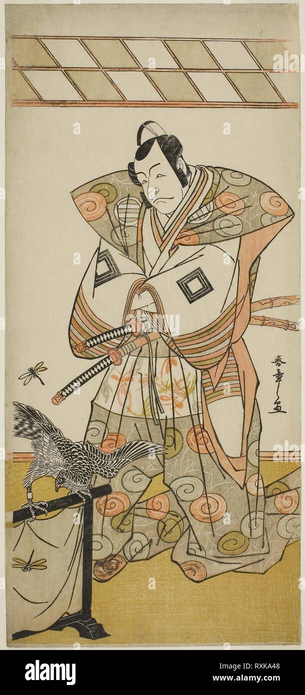 The Actor Ichikawa Danjuro V as Ashikaga Takauji in the Play Kaeribana Eiyu Taiheiki, Performed at the Nakamura Theater in the Eleventh Month, 1779. Katsukawa Shunsho ?? ??; Japanese, 1726-1792. Date: 1774-1784. Dimensions: 32.9 x 15.1 cm (12 15/16 x 5 15/16 in.). Color woodblock print; hosoban. Origin: Japan. Museum: The Chicago Art Institute. Stock Photo