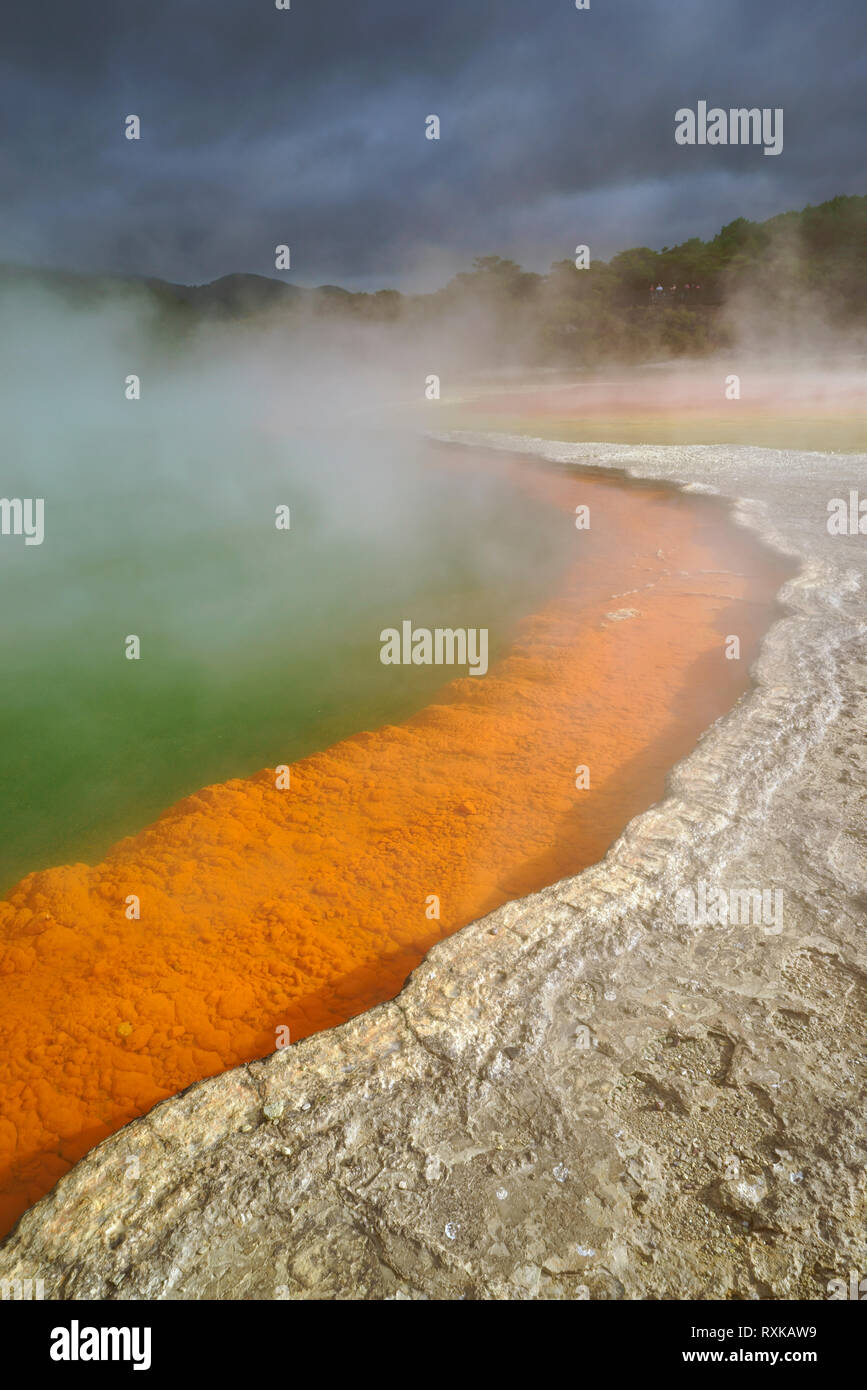 Champagne Pool 3, Geothermal hot springs located in Waiotapu, North Island of New Zealand. Stock Photo