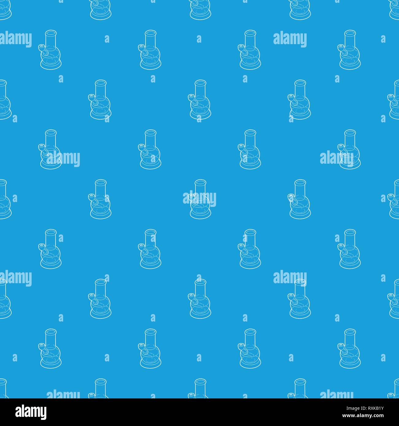 Bong for smoking pattern vector seamless blue Stock Vector