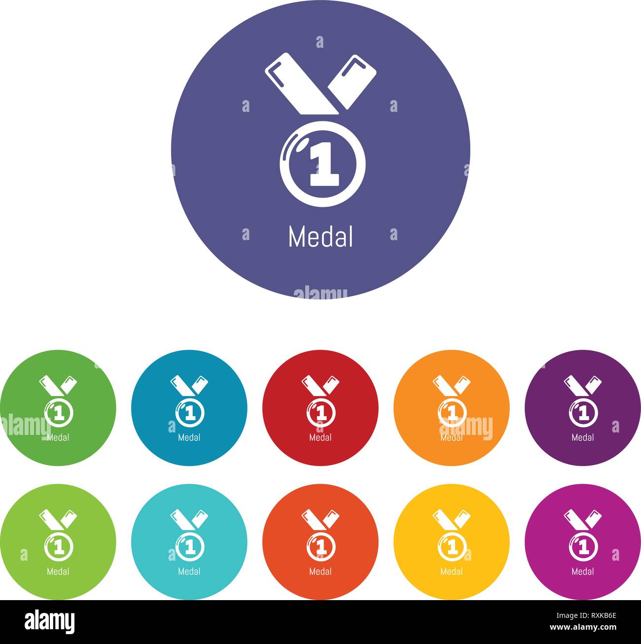 Medal icons set vector color Stock Vector