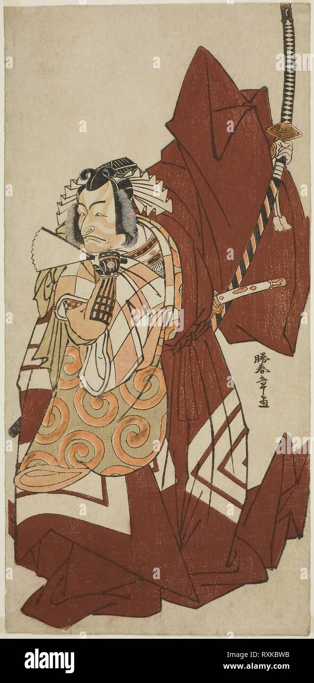 The Actor Ichikawa Danjuro V as Hannya no Goro in the Play Sugata no Hana Yuki no Kuronushi, Performed at the Nakamura Theater in the Eleventh Month, 1776. Katsukawa Shunsho ?? ??; Japanese, 1726-1792. Date: 1771-1781. Dimensions: 31.3 x 15.1 cm (12 5/16 x 5 15/16 in.). Color woodblock print; hosoban. Origin: Japan. Museum: The Chicago Art Institute. Stock Photo