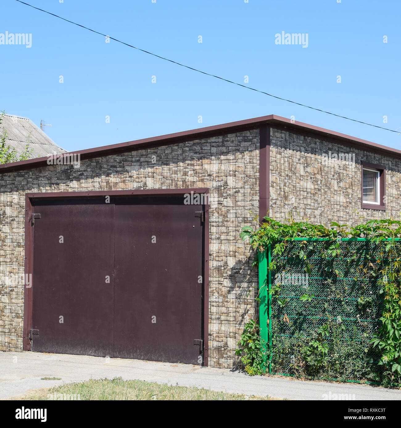 Car Garage Of Corrugated Metal A Profile Stock Photo 240142444