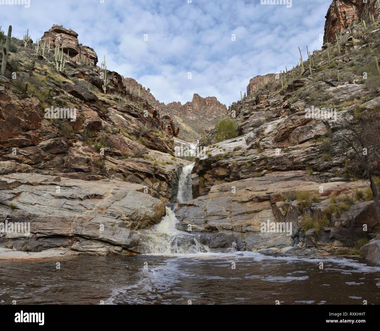 Seven Falls, at the end of Bear Canyon Trail in Tucson, Arizona Stock Photo