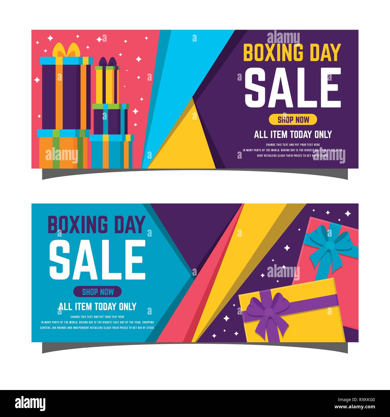 Happy Boxing day sale design with gift boxes , shopping holiday big savings Stock Vector