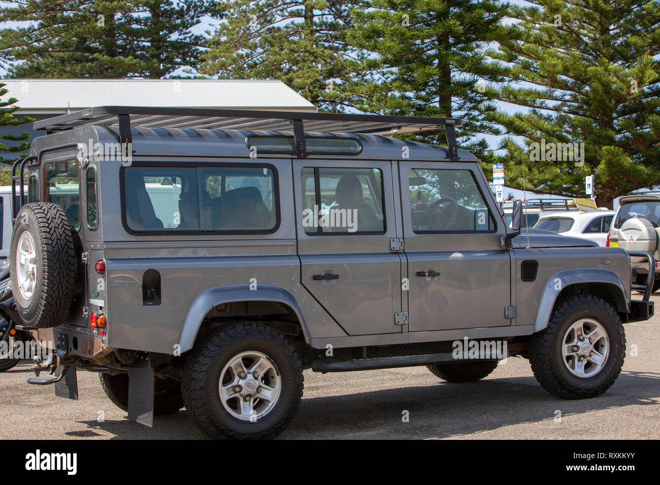 Grey 4 Door Land Rover 110 Defender Parked In Sydney Australia