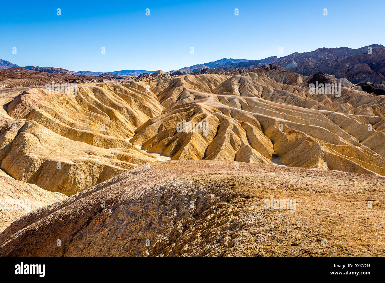 Zabriskie Point at golden hour Stock Photo Alamy