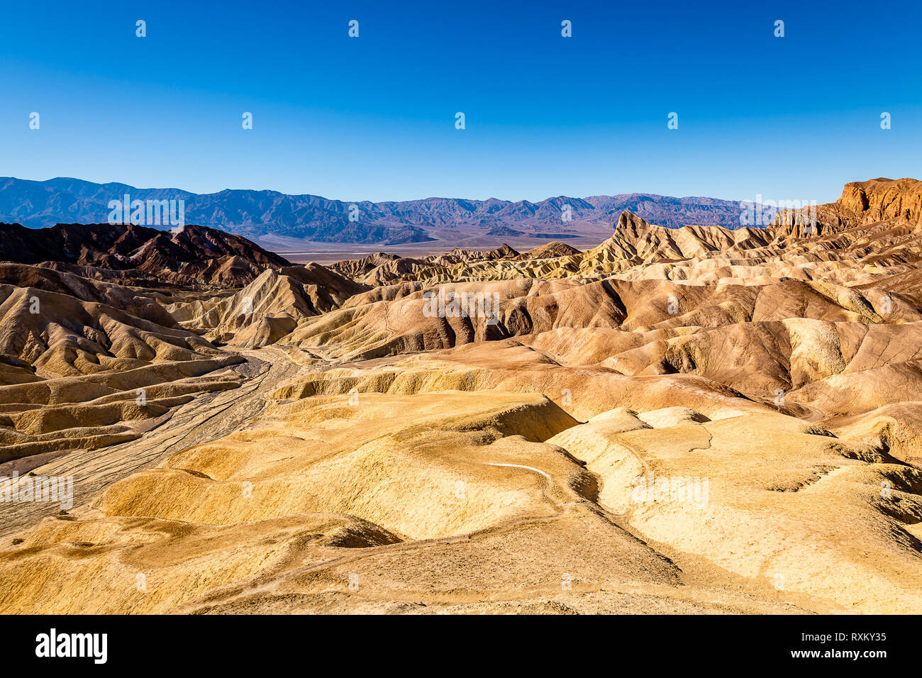 Zabriskie Point at golden hour Stock Photo Alamy