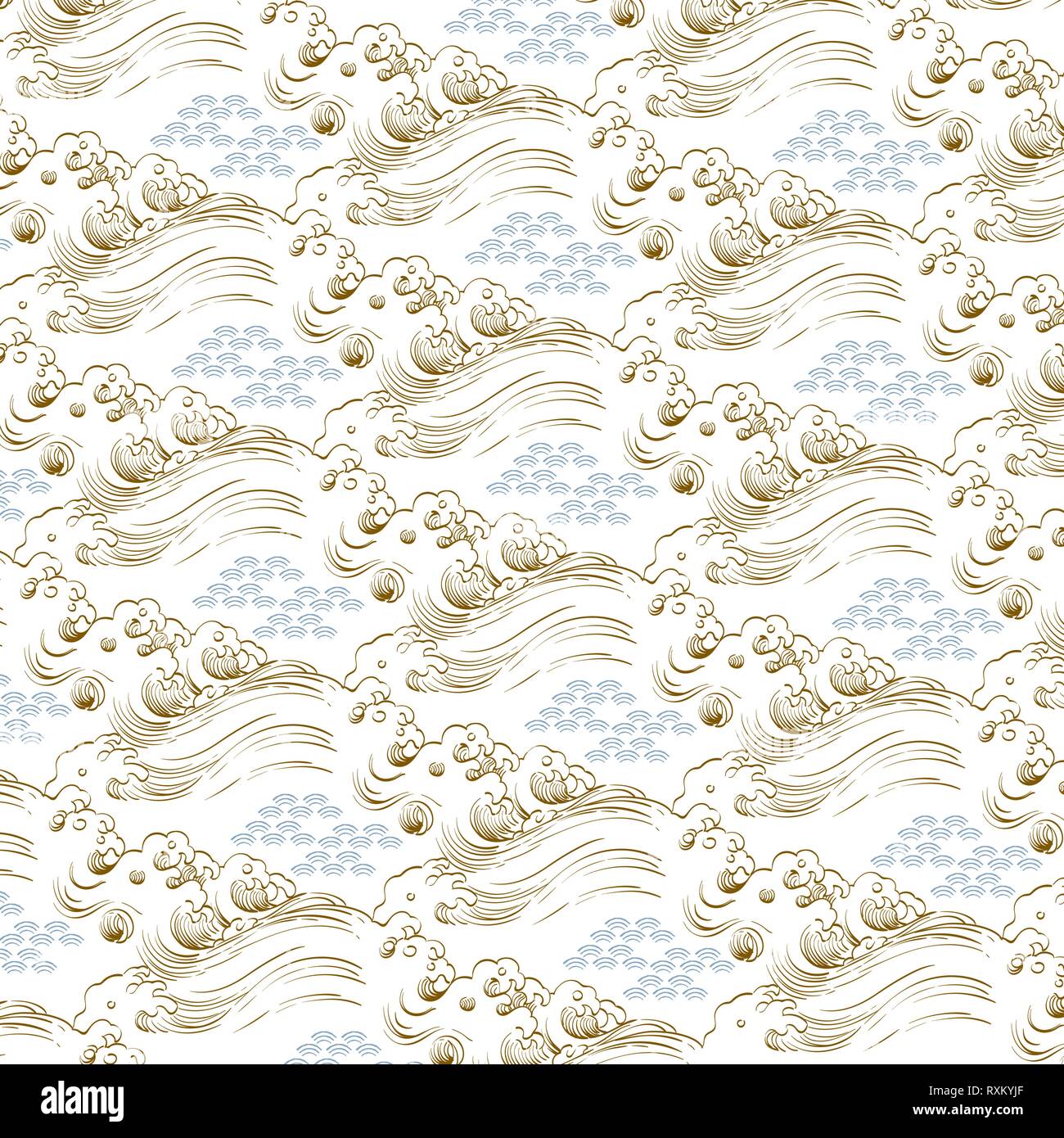 Hand drawn wave pattern vector. Gold line curve background Stock Vector ...