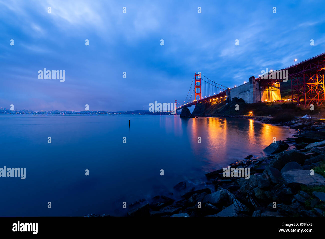 Blue hour from Fort Baker Stock Photo Alamy