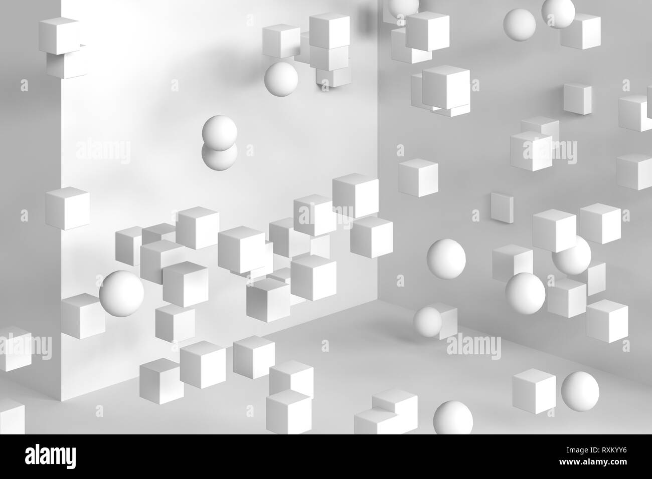 white balls and cubes, 3d rendering Stock Photo Alamy