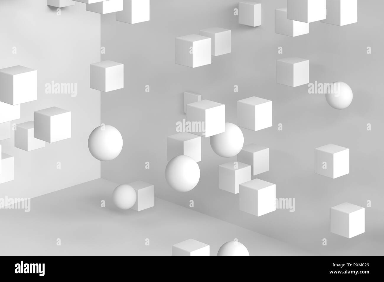 white balls and cubes, 3d rendering Stock Photo Alamy