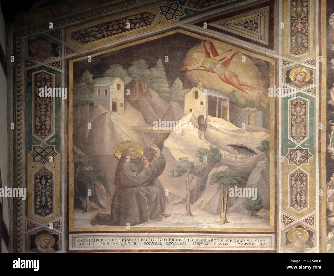 St. Francis Receiving the Stigmata, fresco by Giotto, in the Bardi ...