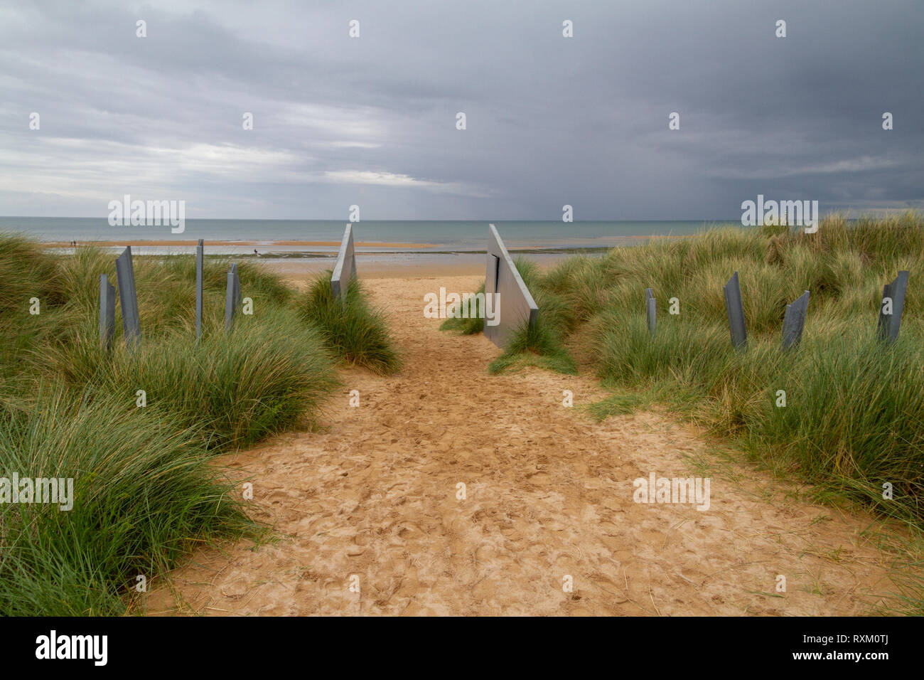 Canadian Memorial leading onto Juno Beach, Graye sur Mer, near Courseulles-sur-Mer, Normandy, France. Stock Photo