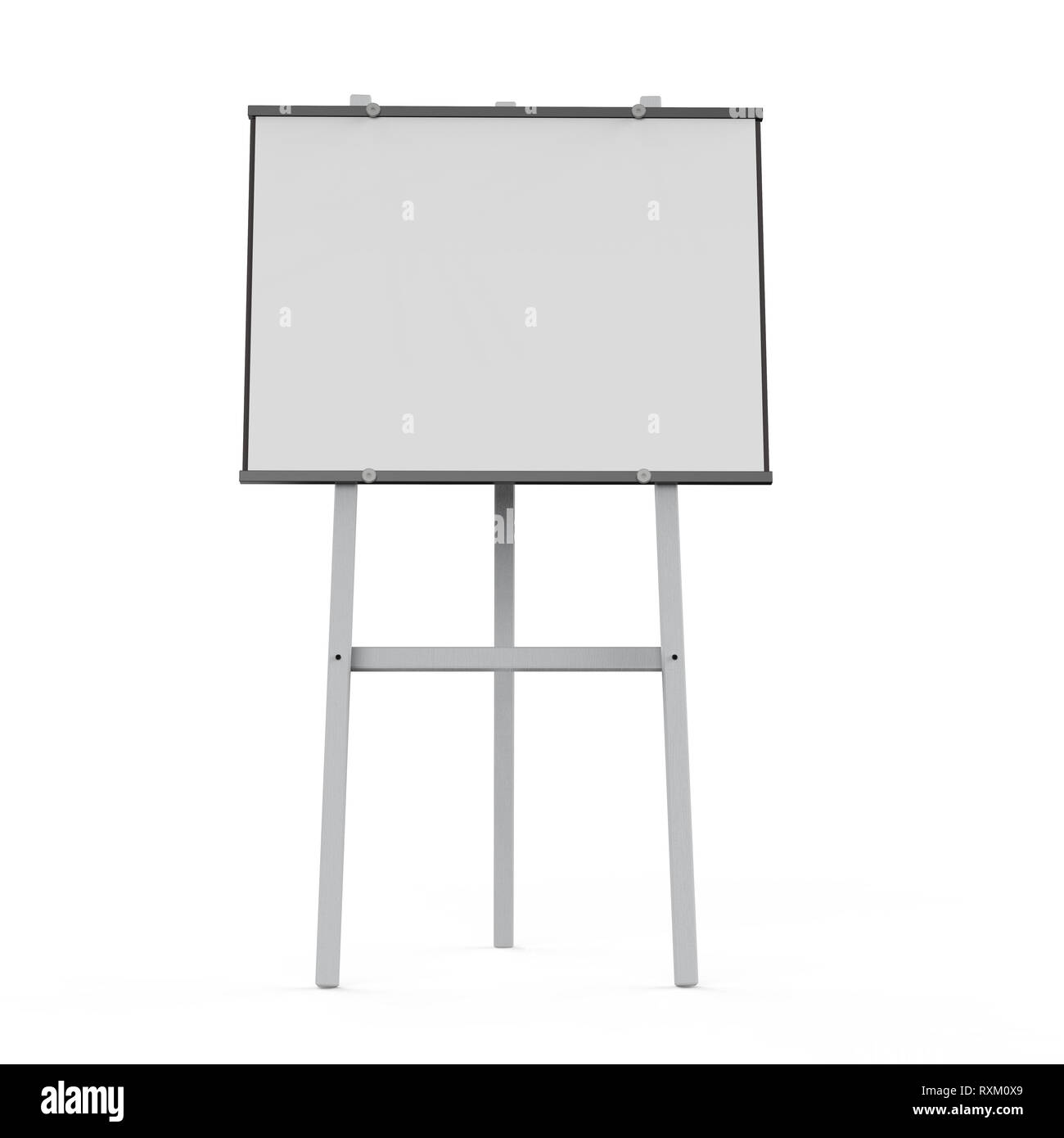 Wooden easels or painting art boards with white canvas front and side view.  Artwork blank posters