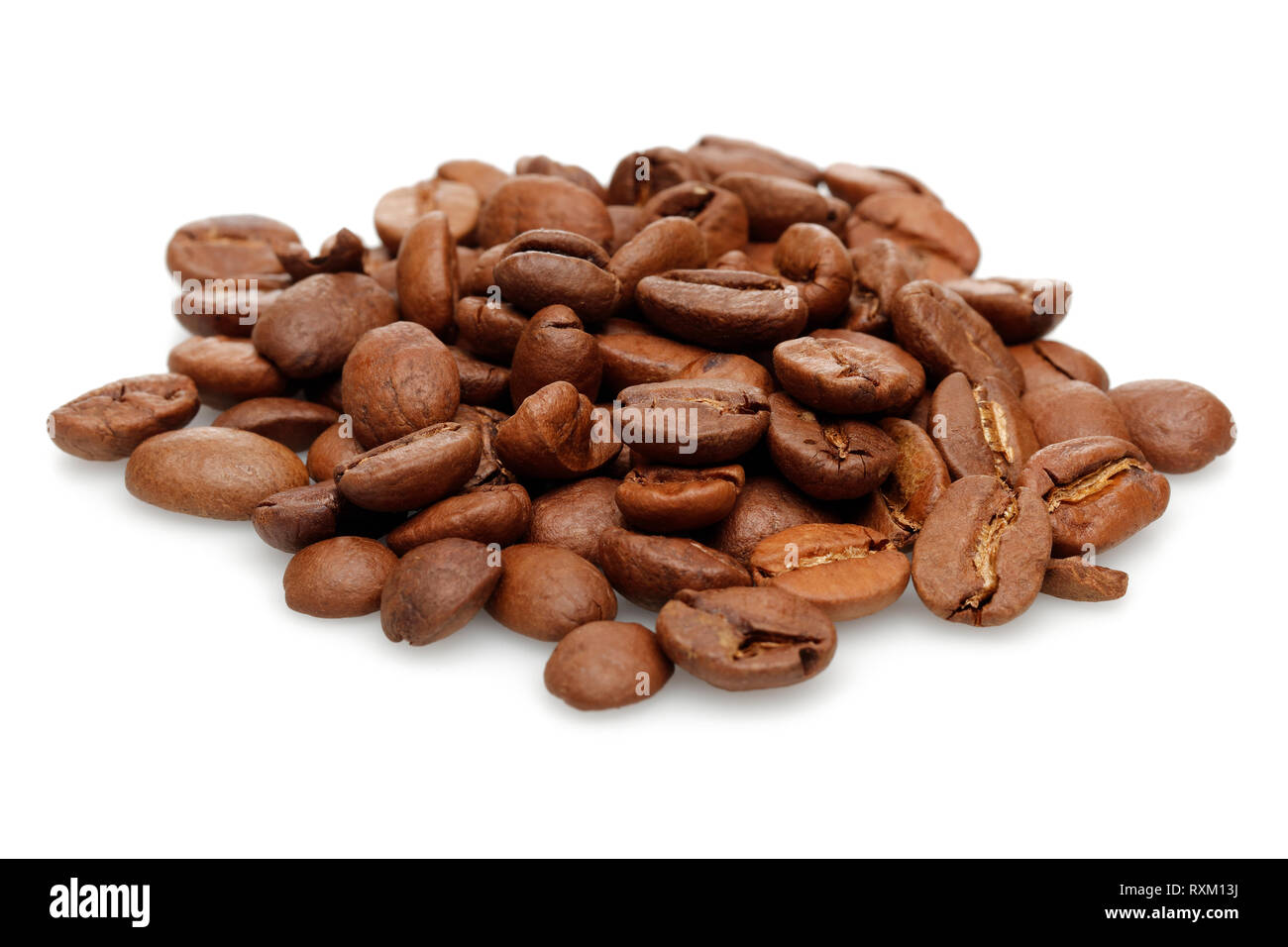 Roasted coffee beans isolated on white background Stock Photo - Alamy