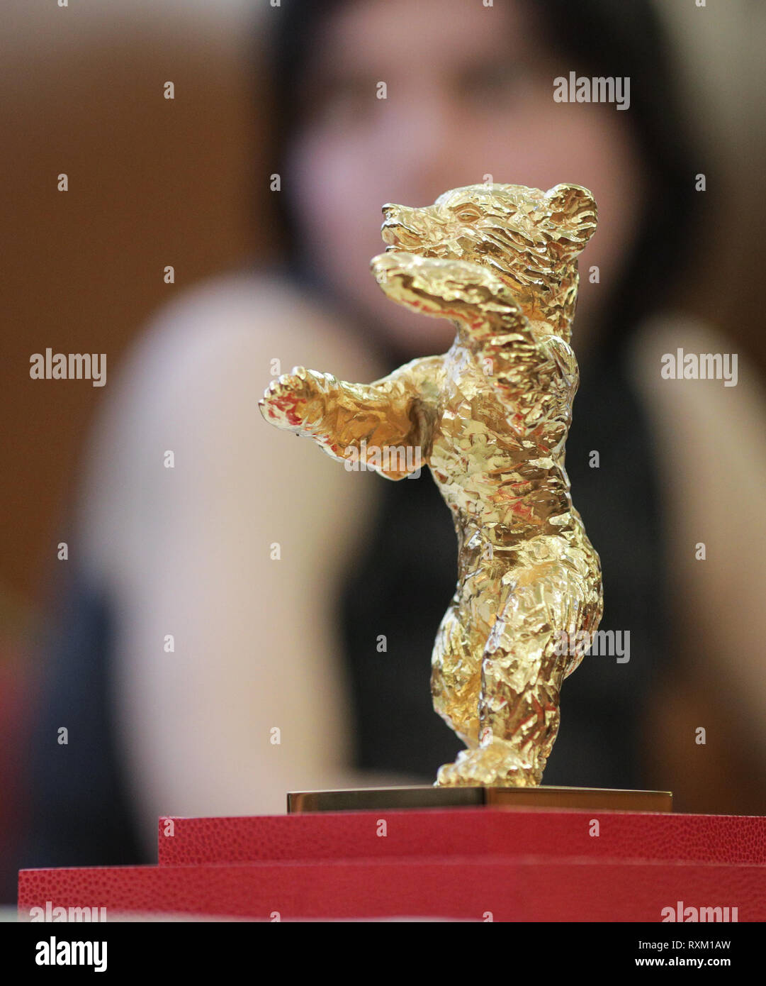 Bucharest, Romania - March 8, 2019: The Golden Bear, the highest prize awarded for the best film at the Berlin International Film Festival, is present Stock Photo
