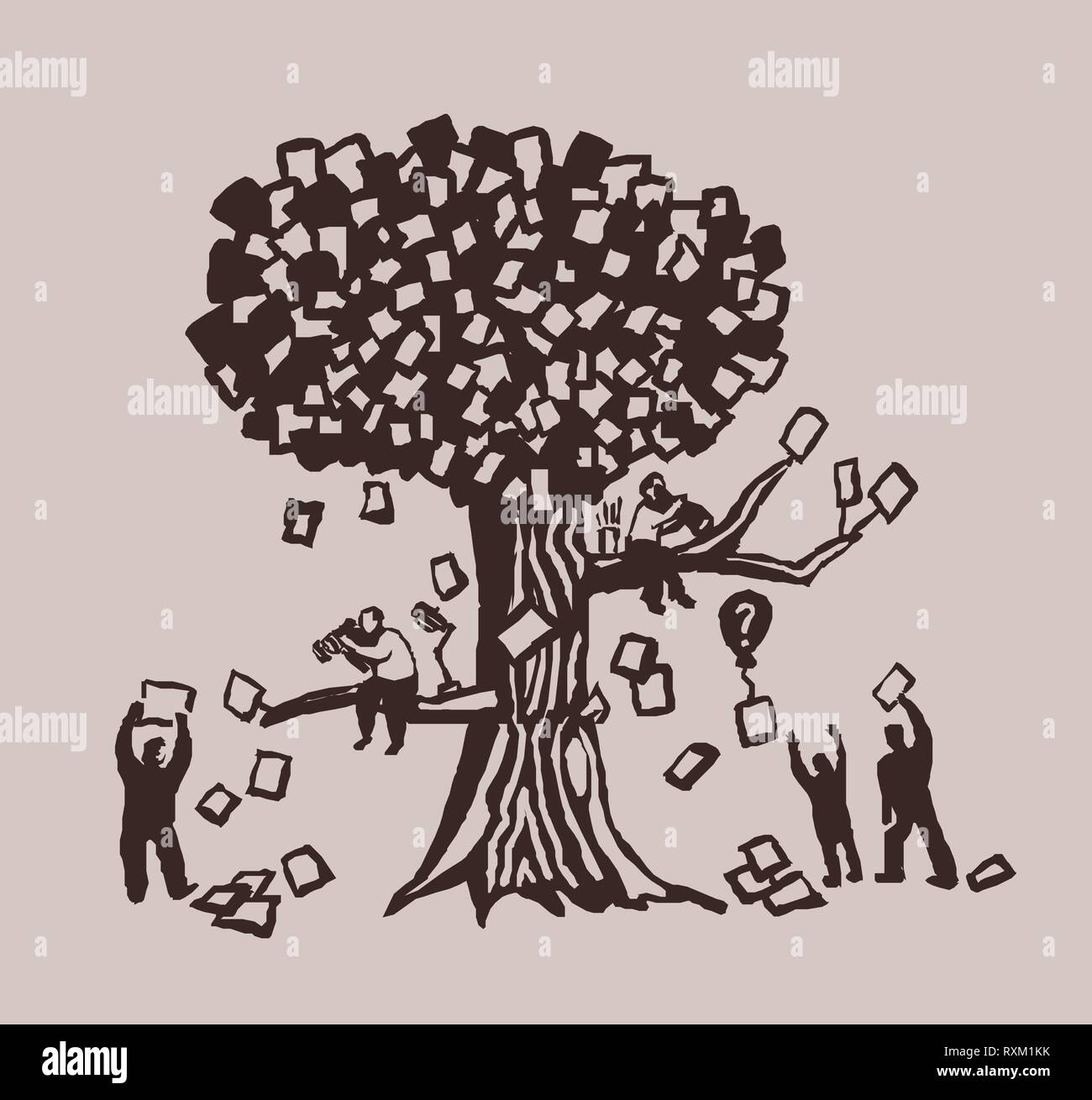 Abstract business three people and documents Stock Vector