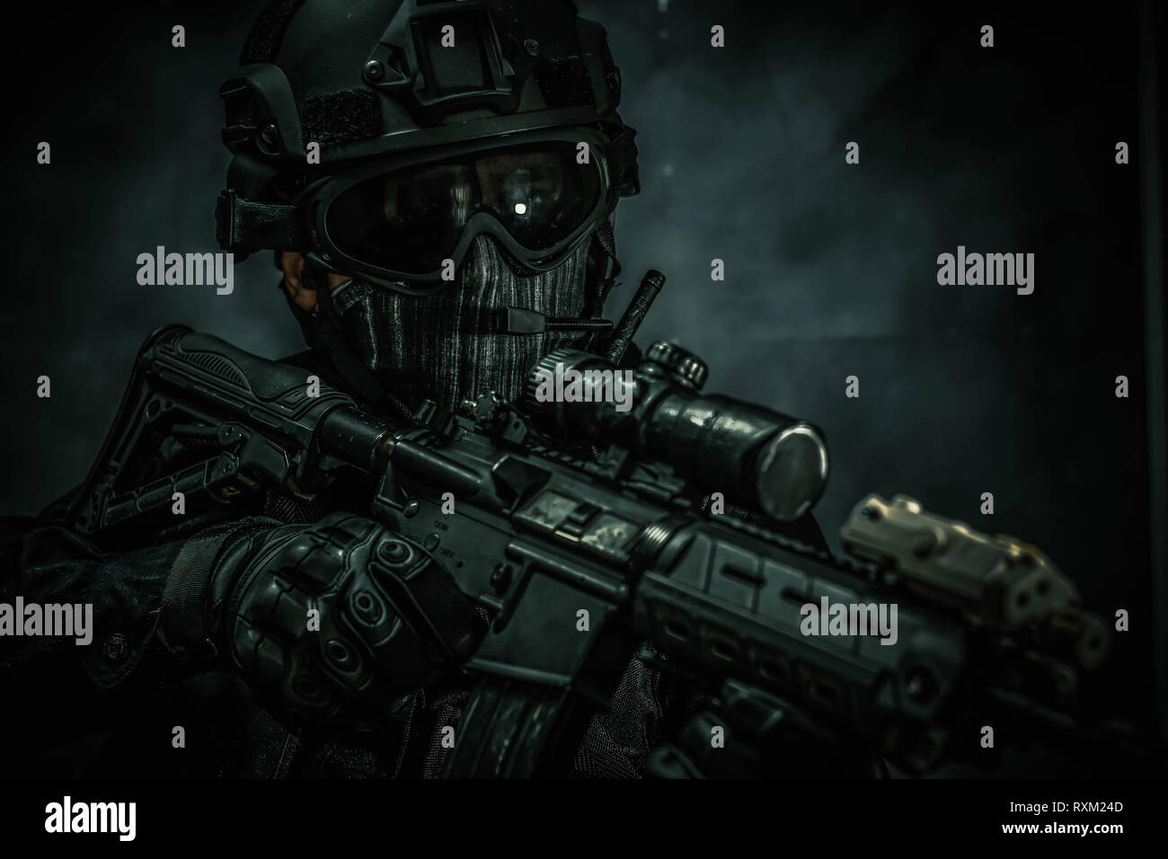 swat team members , special forces spec ops Stock Photo