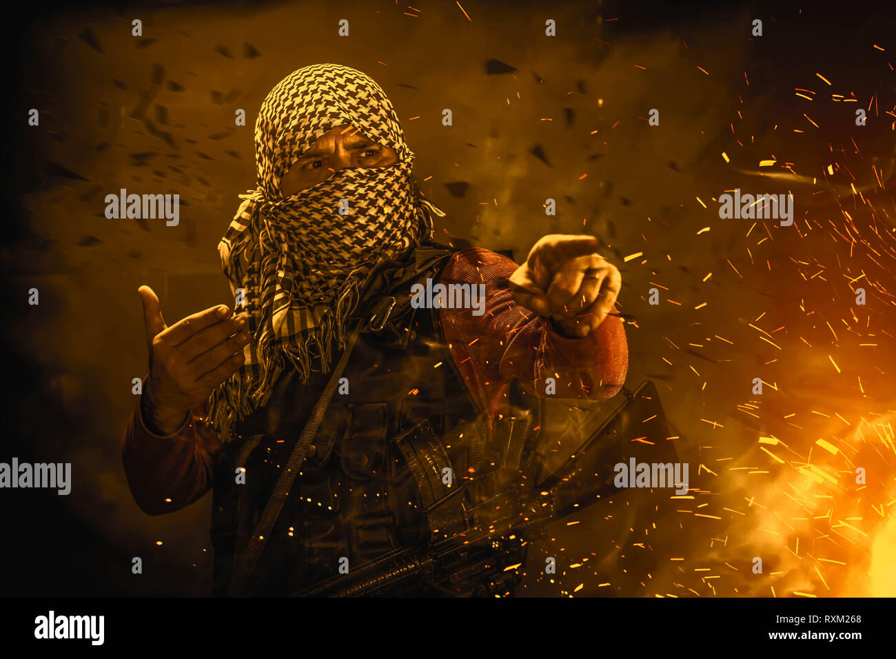 rebel militant terrorist guerrilla concept Stock Photo