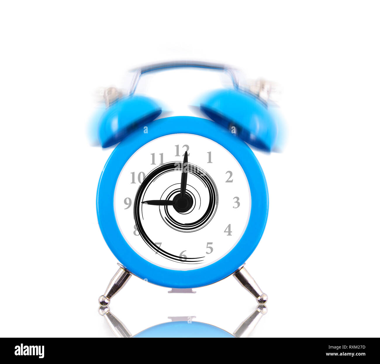 Classic alarm clock ringing with swirl inside isolated Stock Photo Alamy