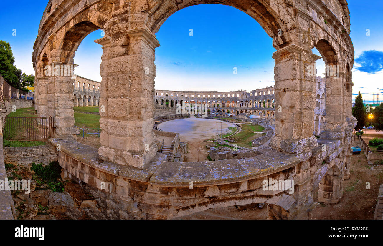 Arena Pula historic Roman amphitheater view, Istria region of Croatia Stock Photo