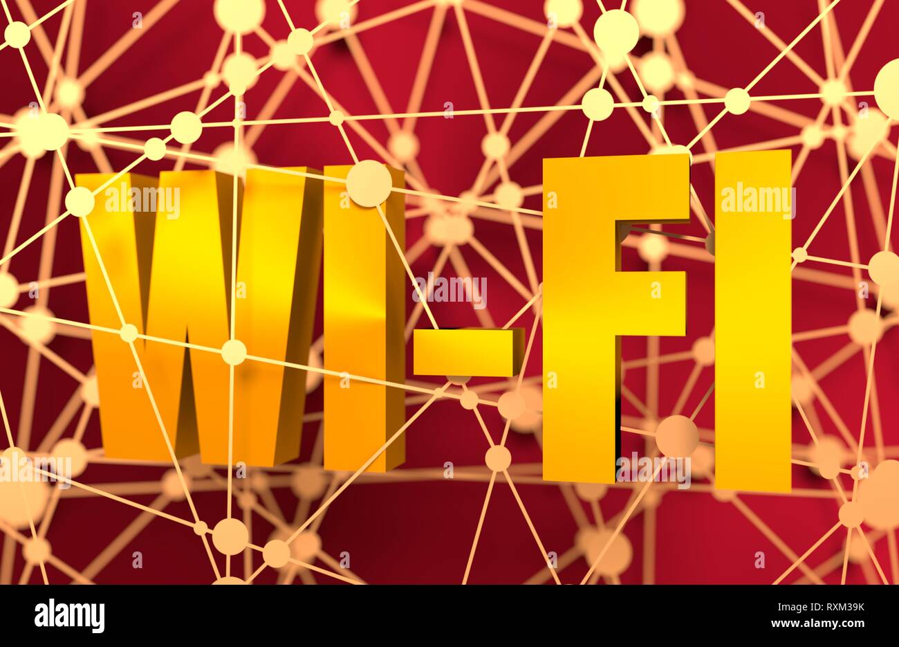 Molecule And Communication Background. Wi-Fi text Stock Photo - Alamy