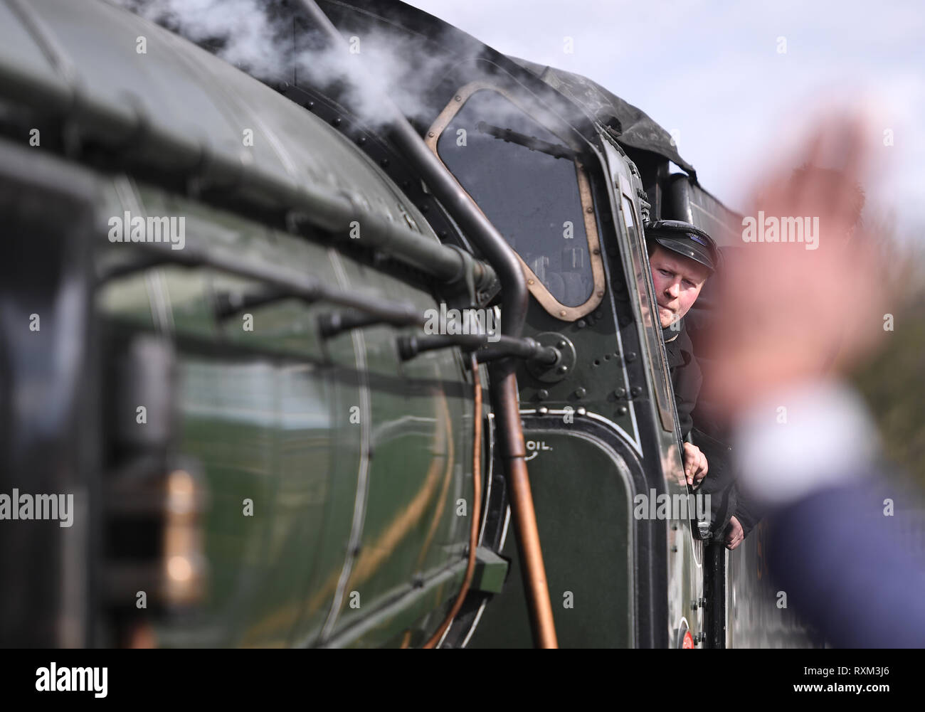 Oli Driver Rony Locomotve driver Oli Goodman at the controls of 926 Repton during the ...