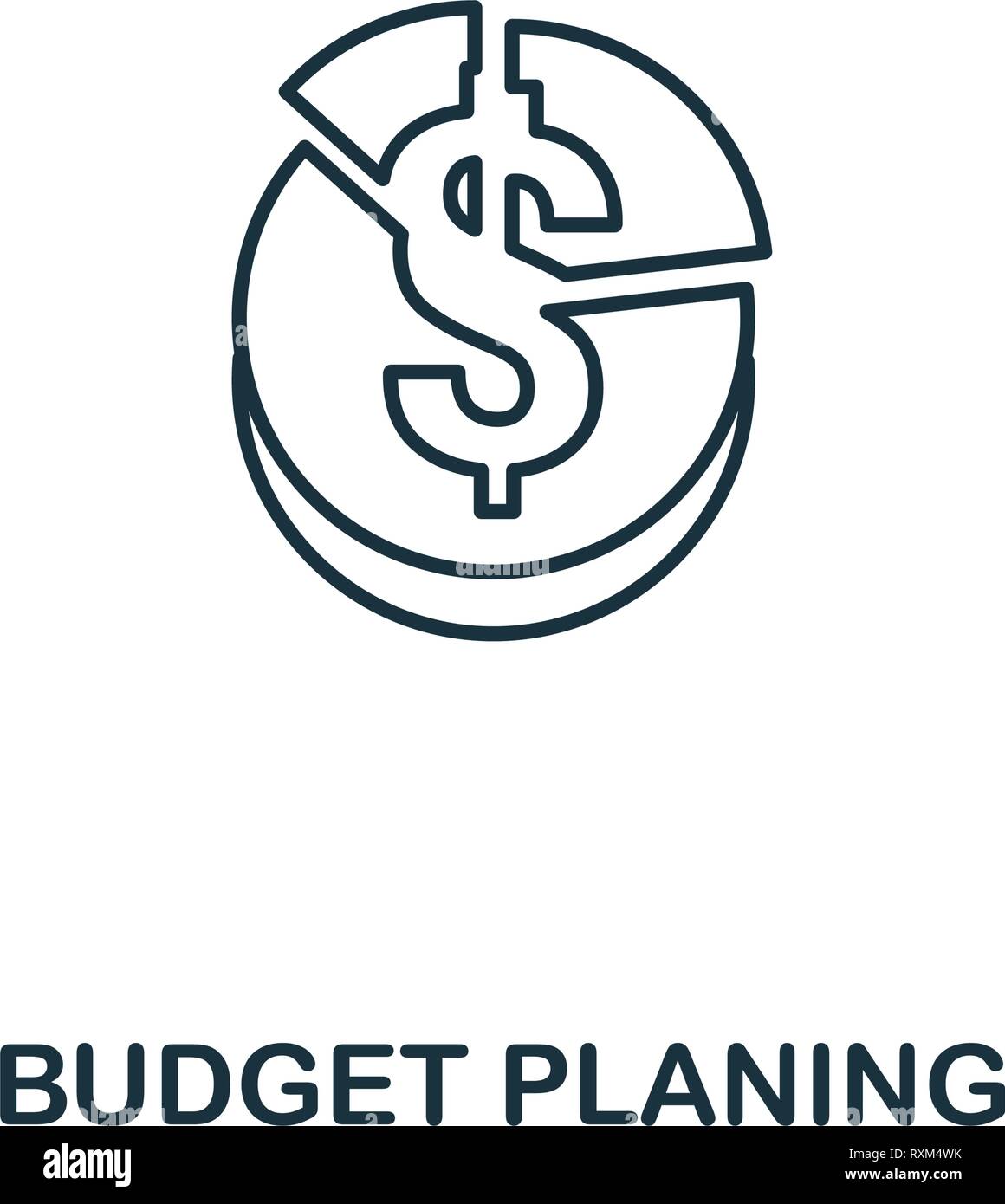 Budget Planing icon thin line style. Symbol from online marketing icons collection. Outline budget planing icon for web design, apps, software Stock Vector